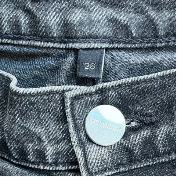 Goldsign High Rise Button Fly Jeans Size 26 Charcoal Straight Leg Anthropologie