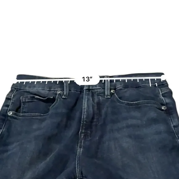 Good American Good Legs Crop Jeans Mid Rise Skinny Leg Distressed Raw Hem Sz 2