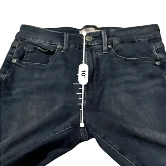 Good American Good Legs Crop Jeans Mid Rise Skinny Leg Distressed Raw Hem Sz 2