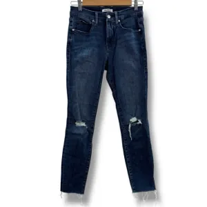 Good American Good Legs Crop Jeans Mid Rise Skinny Leg Distressed Raw Hem Sz 2