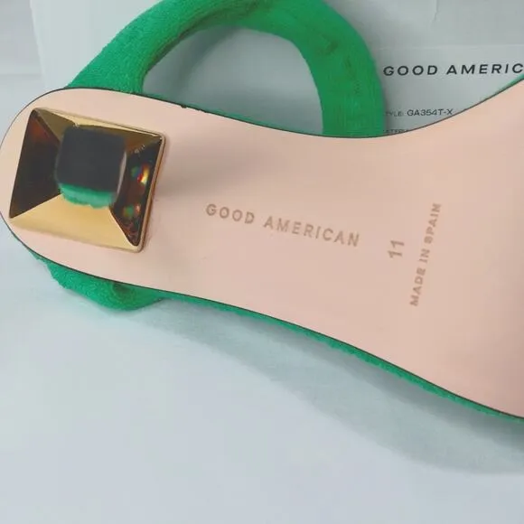 Good American Green Terry Slip-on High Heel Sandel Size 11 NIB