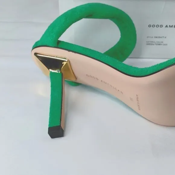 Good American Green Terry Slip-on High Heel Sandel Size 11 NIB