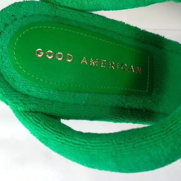 Good American Green Terry Slip-on High Heel Sandel Size 11 NIB