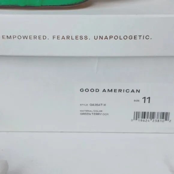 Good American Green Terry Slip-on High Heel Sandel Size 11 NIB