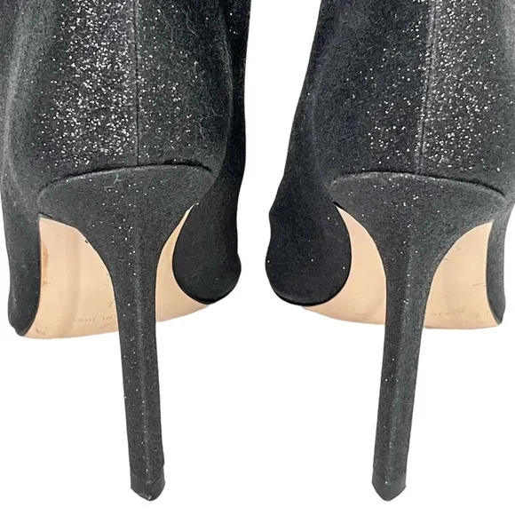 Good American NEW Slouch Over the Knee Black Glitter Stiletto Heel Boots 7
