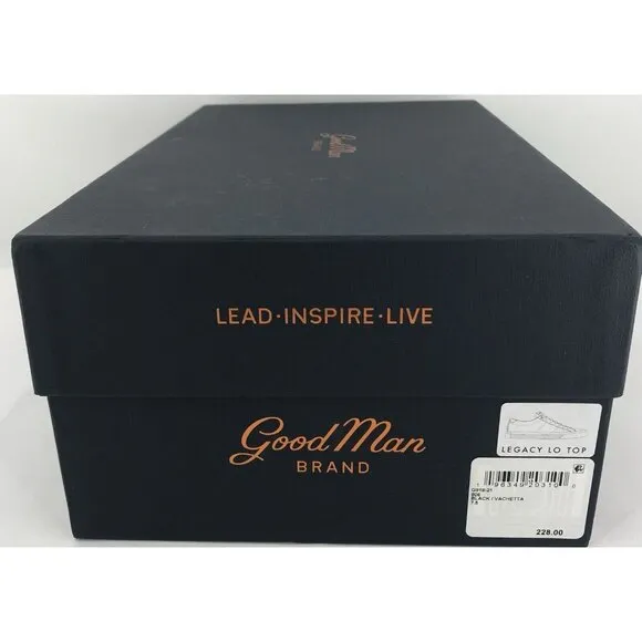 Good Man Brand Legacy Lo Top Mens 7.5 Black Suede Vachetta Leather Trim Sneakers