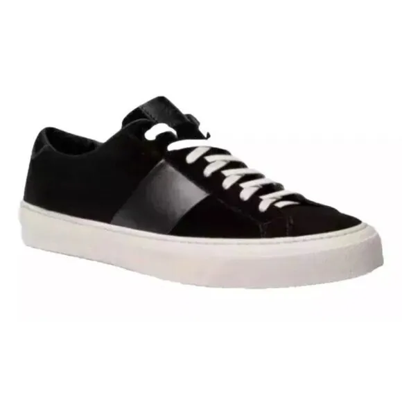 Good Man Brand Legacy Lo Top Mens 7.5 Black Suede Vachetta Leather Trim Sneakers