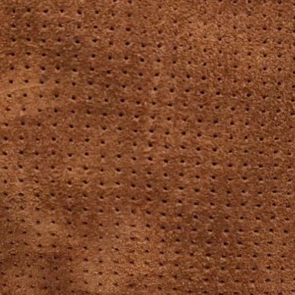 💋GORGEOUS VTG BOHO CHIC💋 Mary Roks Perforated Suede Wedge Bootie in Cognac