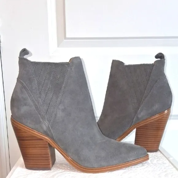 Gray Suede Ankle Boots