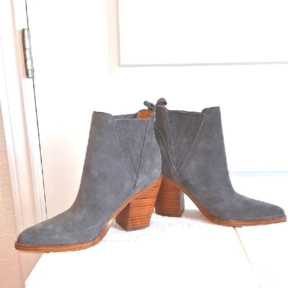 Gray Suede Ankle Boots