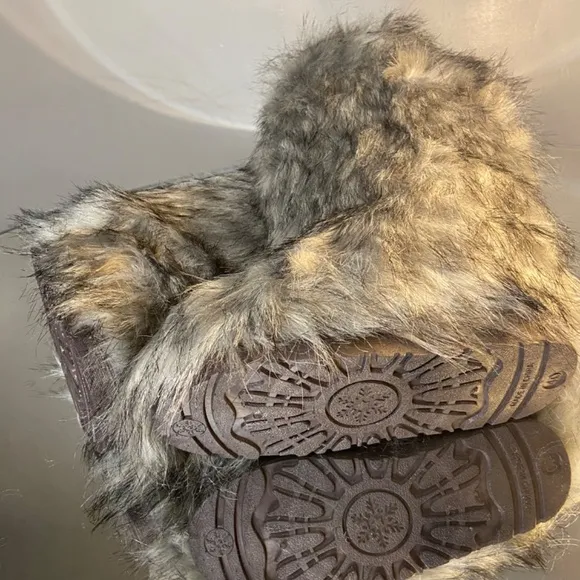 Grey Custom Faux Fur Knee Boots