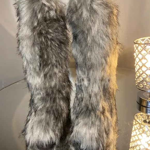 Grey Custom Faux Fur Knee Boots