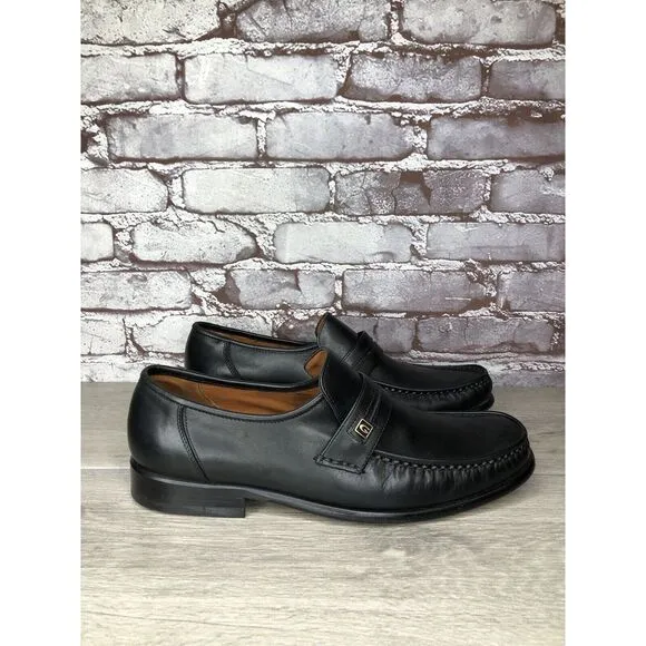 Guante Classic Black Leather Slip On Chile Loafers Dress Shoes Men Sz 9.5M US/43