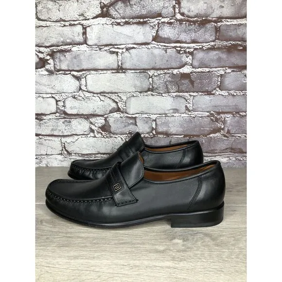 Guante Classic Black Leather Slip On Chile Loafers Dress Shoes Men Sz 9.5M US/43