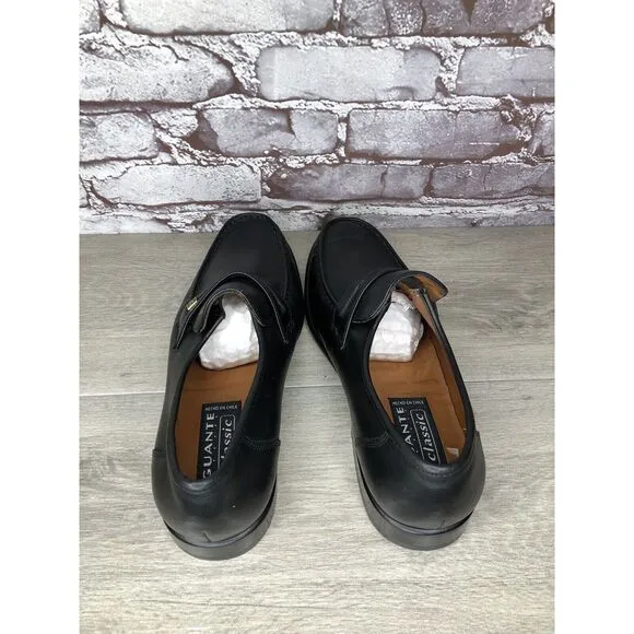 Guante Classic Black Leather Slip On Chile Loafers Dress Shoes Men Sz 9.5M US/43