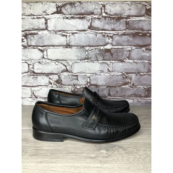 Guante Classic Black Leather Slip On Chile Loafers Dress Shoes Men Sz 9.5M US/43