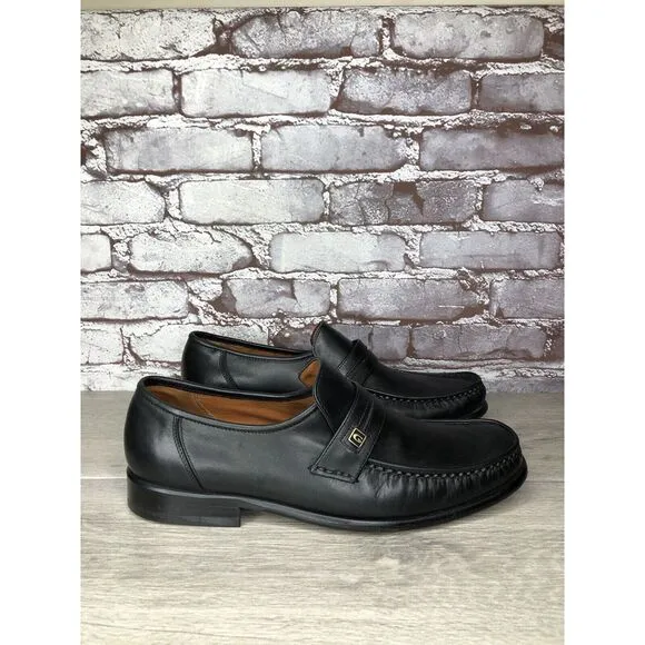 Guante Classic Black Leather Slip On Chile Loafers Dress Shoes Men Sz 9.5M US/43