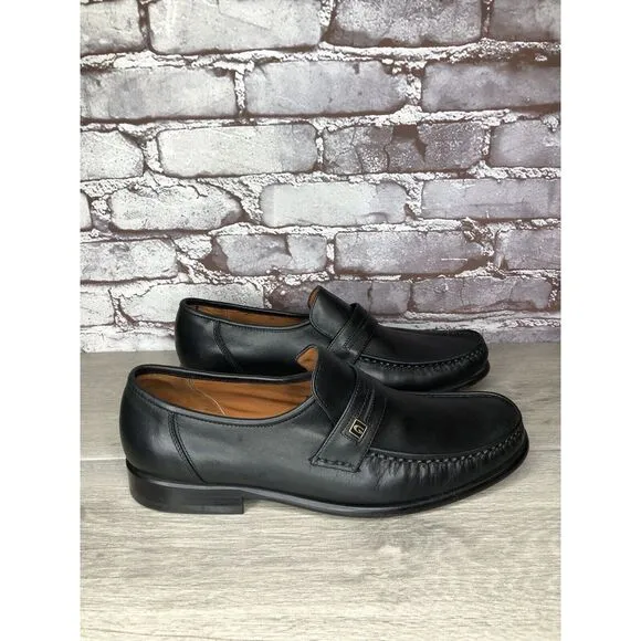 Guante Classic Black Leather Slip On Chile Loafers Dress Shoes Men Sz 9.5M US/43