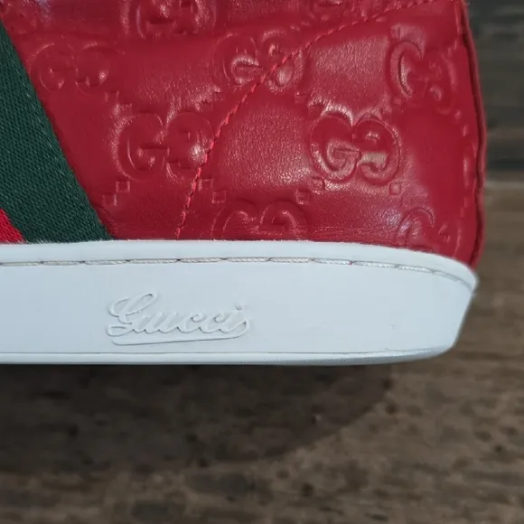 Gucci Red High-Top Sneakers Guccisima Size Eu 42 Us 9.5