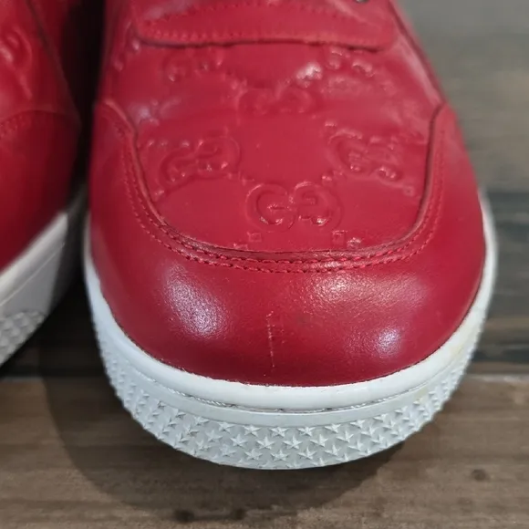 Gucci Red High-Top Sneakers Guccisima Size Eu 42 Us 9.5