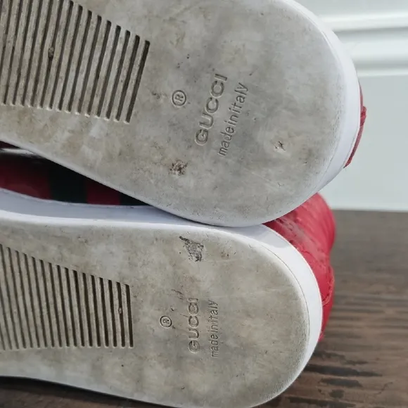 Gucci Red High-Top Sneakers Guccisima Size Eu 42 Us 9.5