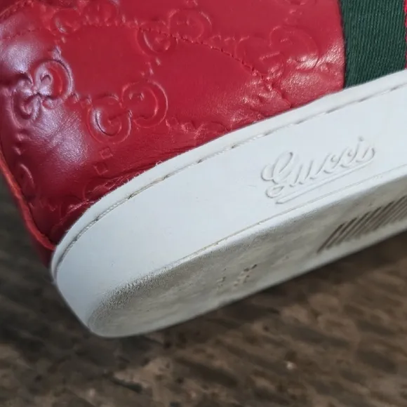 Gucci Red High-Top Sneakers Guccisima Size Eu 42 Us 9.5