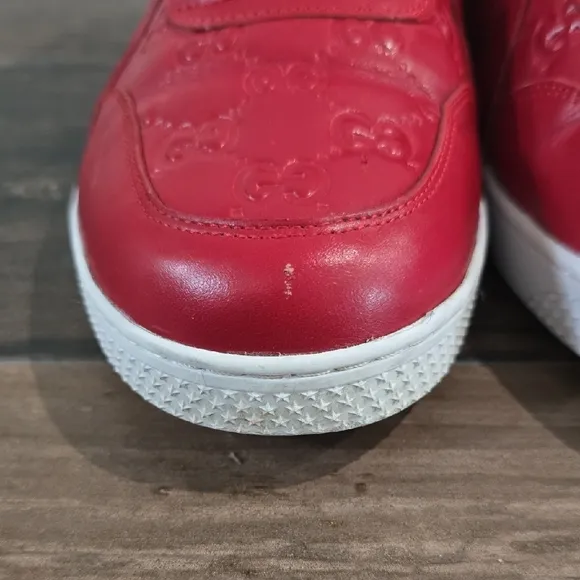 Gucci Red High-Top Sneakers Guccisima Size Eu 42 Us 9.5