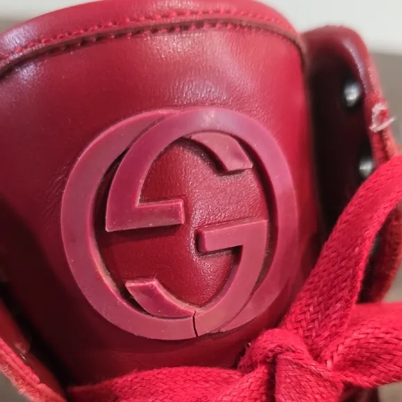 Gucci Red High-Top Sneakers Guccisima Size Eu 42 Us 9.5
