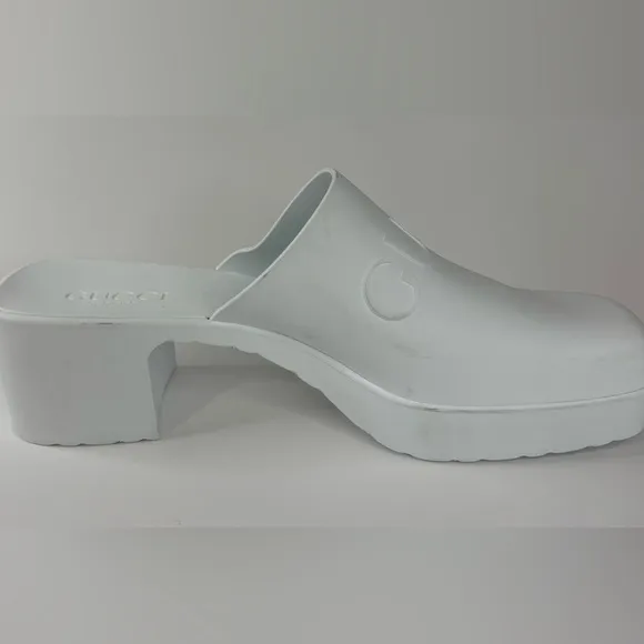 Gucci Women's White Platform Rubber Mules