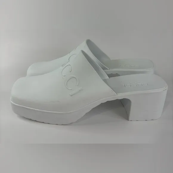 Gucci Women's White Platform Rubber Mules