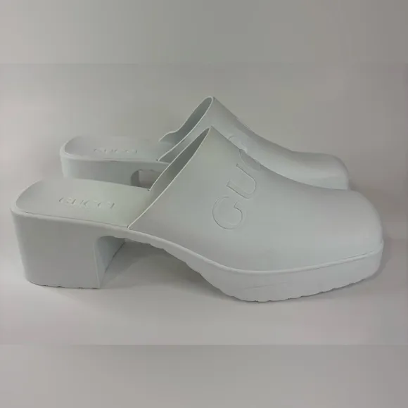 Gucci Women's White Platform Rubber Mules