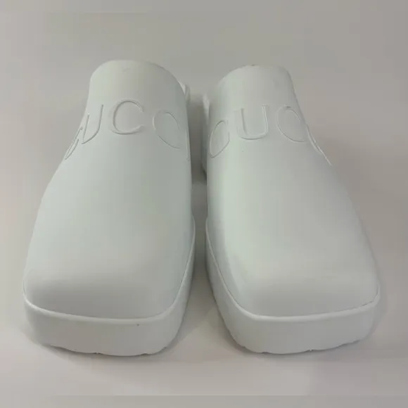 Gucci Women's White Platform Rubber Mules