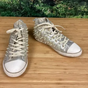 GUESS Metallic Gold Spike Studded Sneakers 38