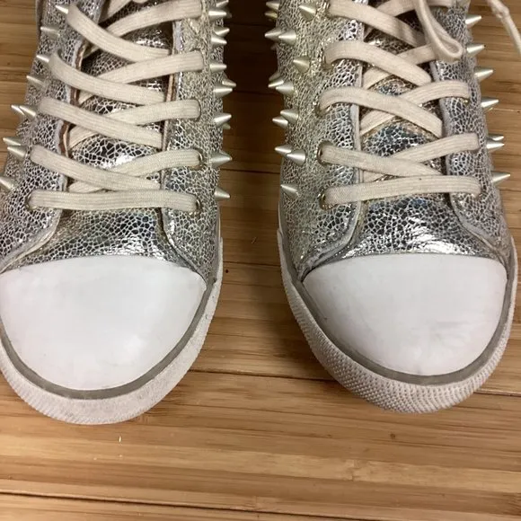 GUESS Metallic Gold Spike Studded Sneakers 38