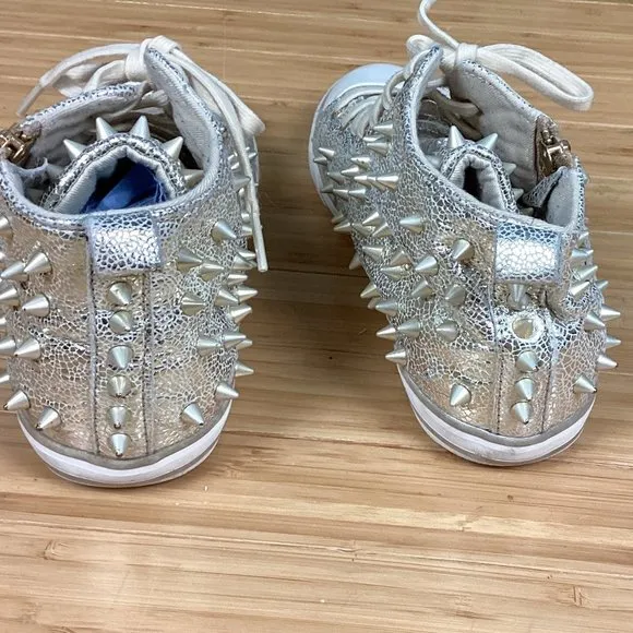 GUESS Metallic Gold Spike Studded Sneakers 38