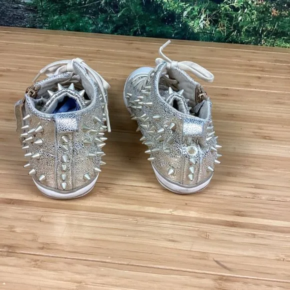 GUESS Metallic Gold Spike Studded Sneakers 38