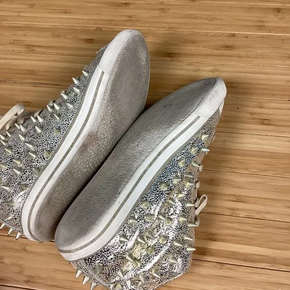 GUESS Metallic Gold Spike Studded Sneakers 38