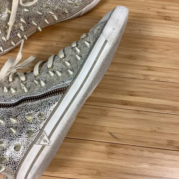 GUESS Metallic Gold Spike Studded Sneakers 38