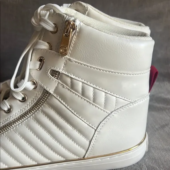 Guess White High-Top Athletic Sneakers with Quilted Design