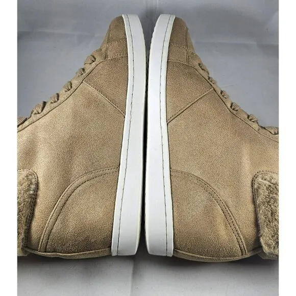 Guess Women's Sybela Laceup Beige Suede Leather Wedge Ankle High Top Size 11