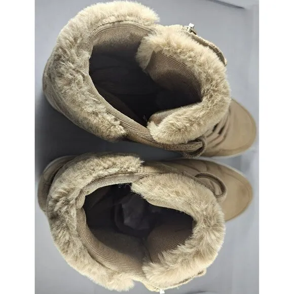 Guess Women's Sybela Laceup Beige Suede Leather Wedge Ankle High Top Size 11