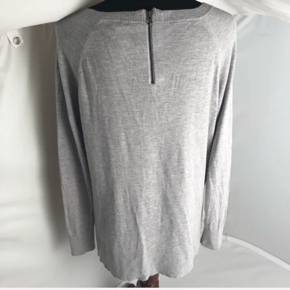 Halogen gray cashmere blend zip back tunic sweater