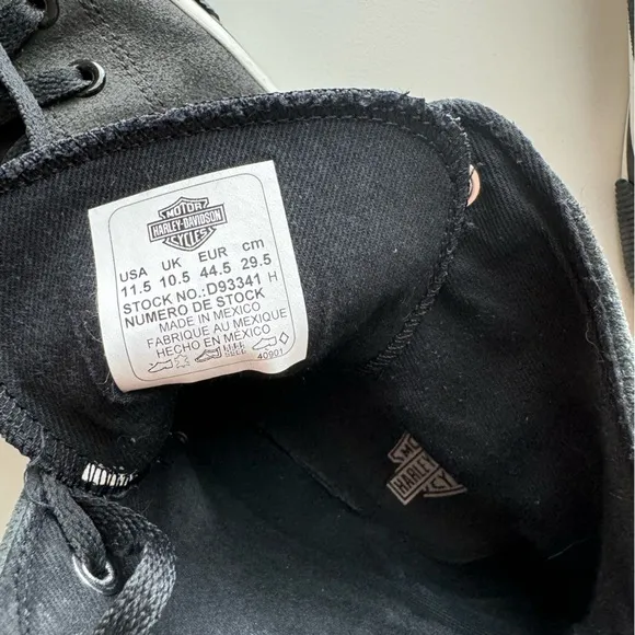 Harley-Davidson Mens Baxter Sneakers Shoes Black White Suede High Top 11.5