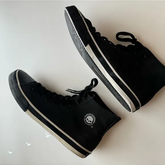 Harley-Davidson Mens Baxter Sneakers Shoes Black White Suede High Top 11.5