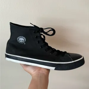 Harley-Davidson Mens Baxter Sneakers Shoes Black White Suede High Top 11.5