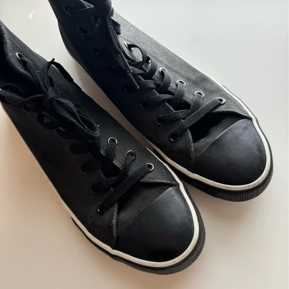 Harley-Davidson Mens Baxter Sneakers Shoes Black White Suede High Top 11.5