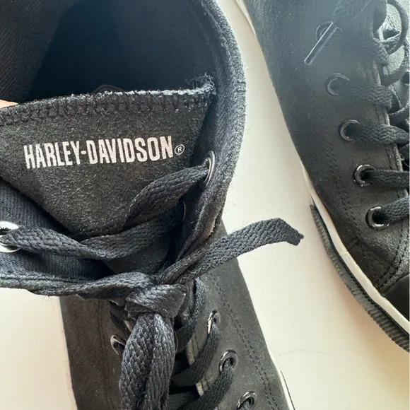 Harley-Davidson Mens Baxter Sneakers Shoes Black White Suede High Top 11.5