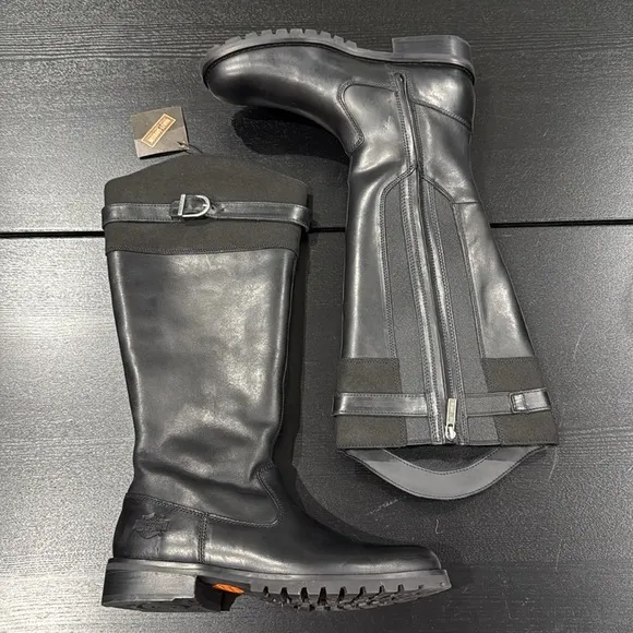Harley-Davidson Women's Bradner Zip-Up 16&quot; Black Motorcycle Boots - 10