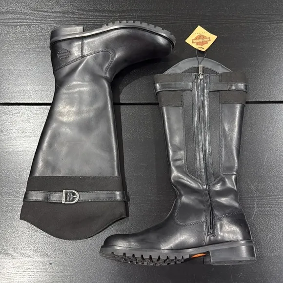 Harley-Davidson Women's Bradner Zip-Up 16&quot; Black Motorcycle Boots - 10