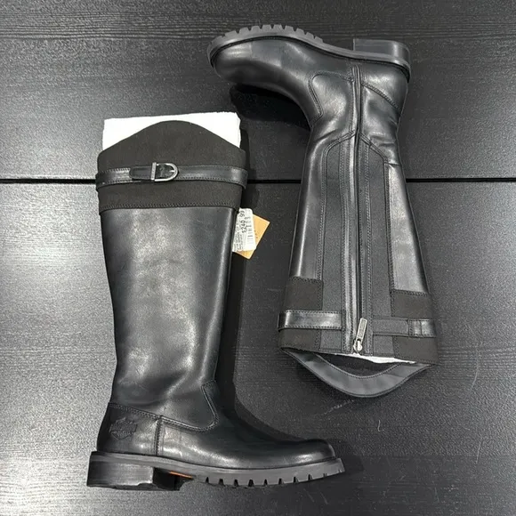 Harley-Davidson Women's Bradner Zip-Up 16&quot; Black Motorcycle Boots - 6.5